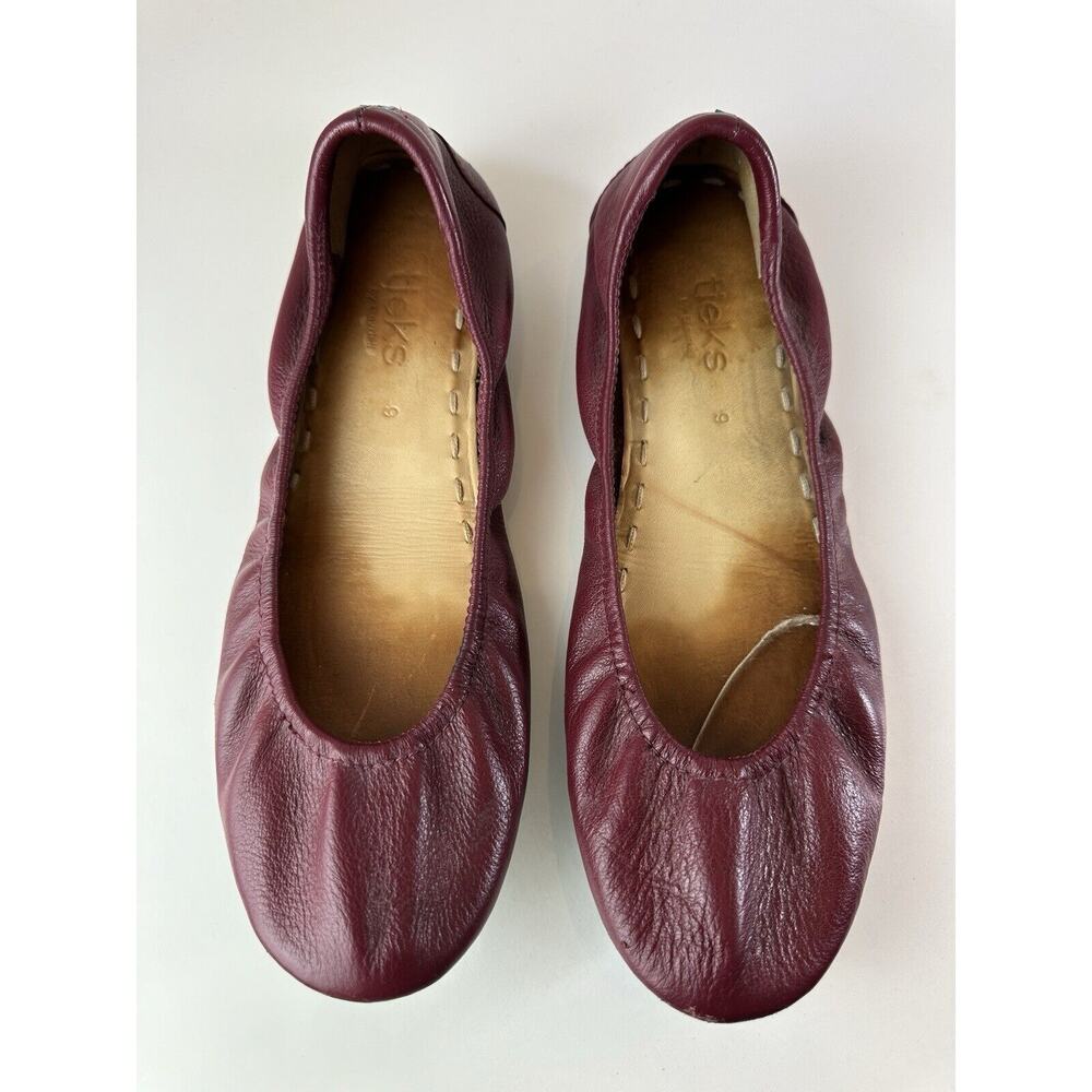 Tieks Burgundy Red Ballet Flats Maroon Leather Slip On Shoes Women's Size 9 - Picture 3 of 15